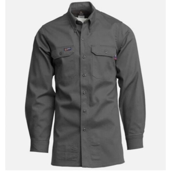 Lapco Men's Fr Solid L/S Button-Down Western Work Shirt Big & Tall 5XL Long - Picture 1 of 3